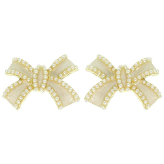 Jeweled Short Tail Bow Ribbon Earrings - It's a Girly Place