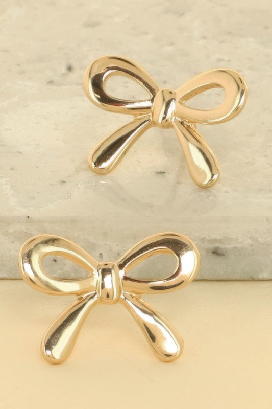 Short Tail Bow Ribbon Post Earrings - It's a Girly Place