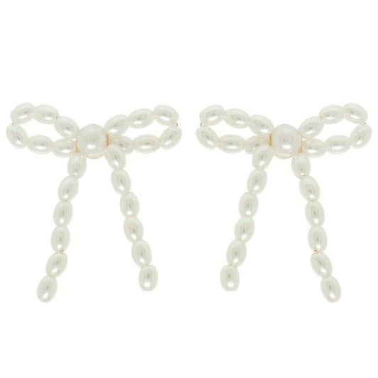 Jeweled Long Tail Bow Ribbon Earrings - It's a Girly Place