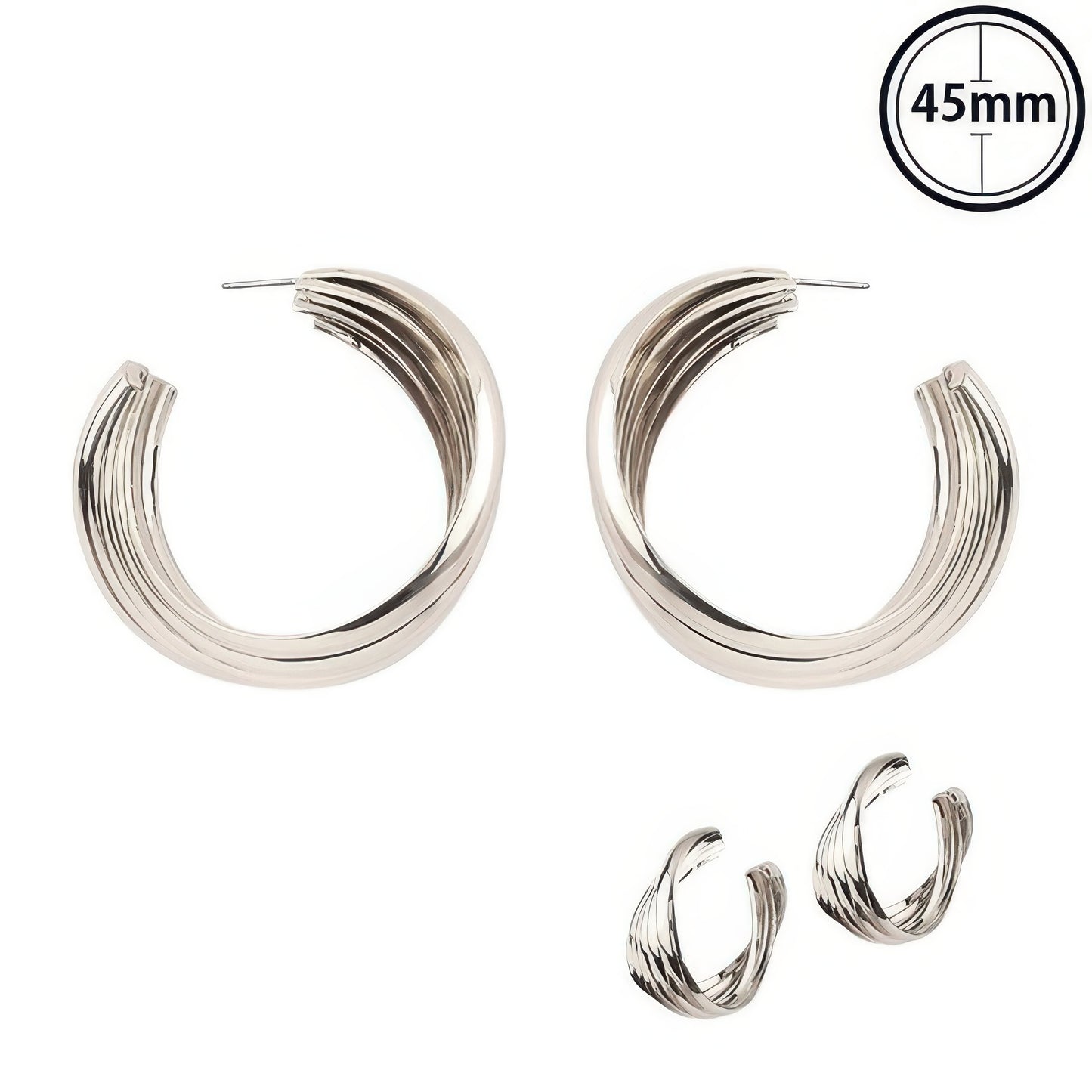 Flash-plated Twisted Bedded Hoop Earrings - It's a Girly Place