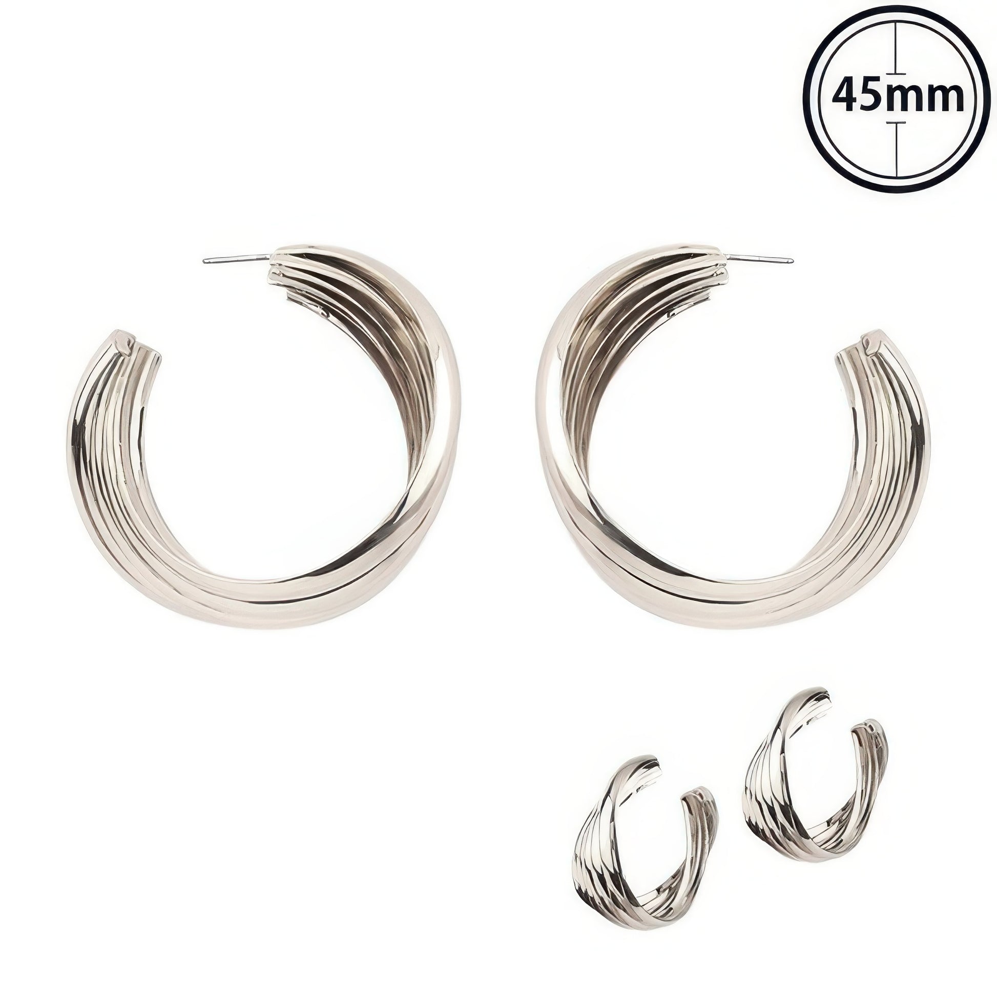 Flash-plated Twisted Bedded Hoop Earrings - It's a Girly Place