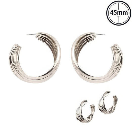 Flash-plated Twisted Bedded Hoop Earrings - It's a Girly Place