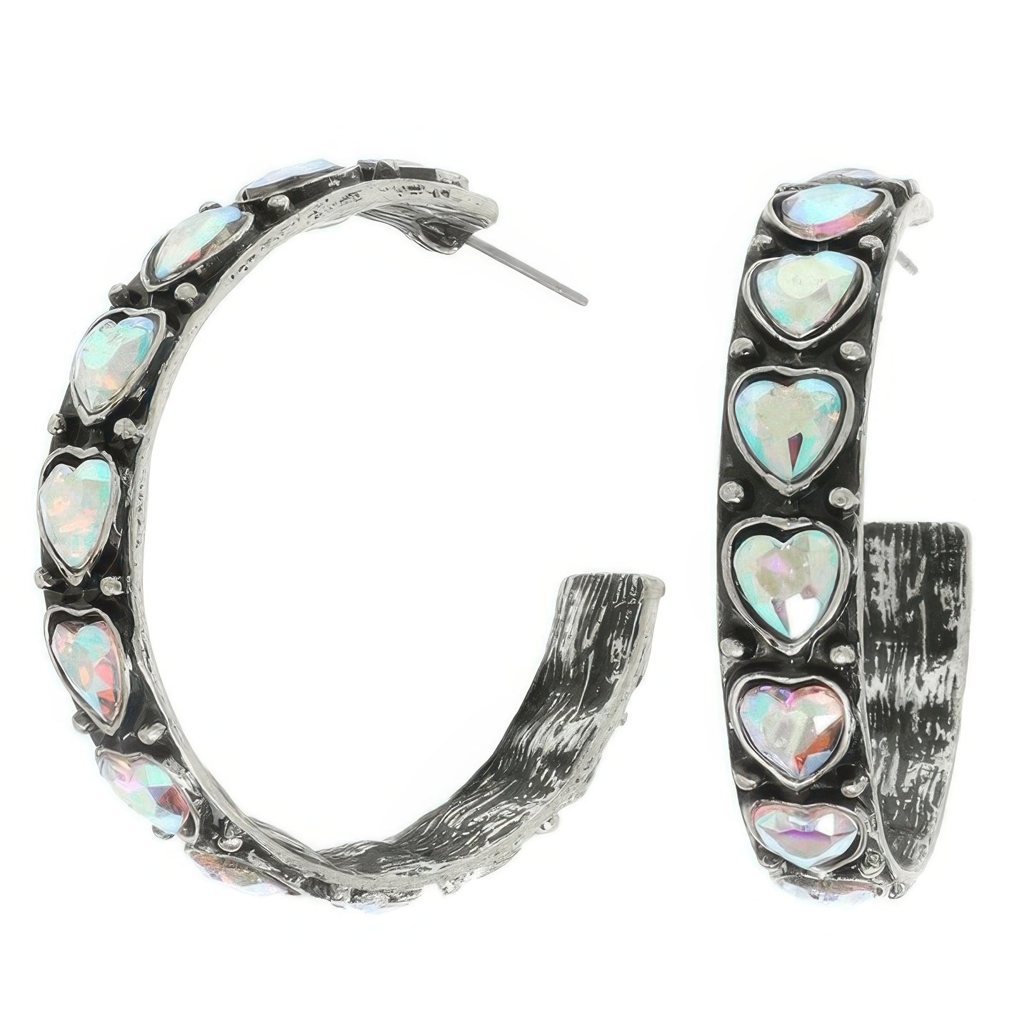 Western Heart Cut Crystal Hoop Earrings - It's a Girly Place