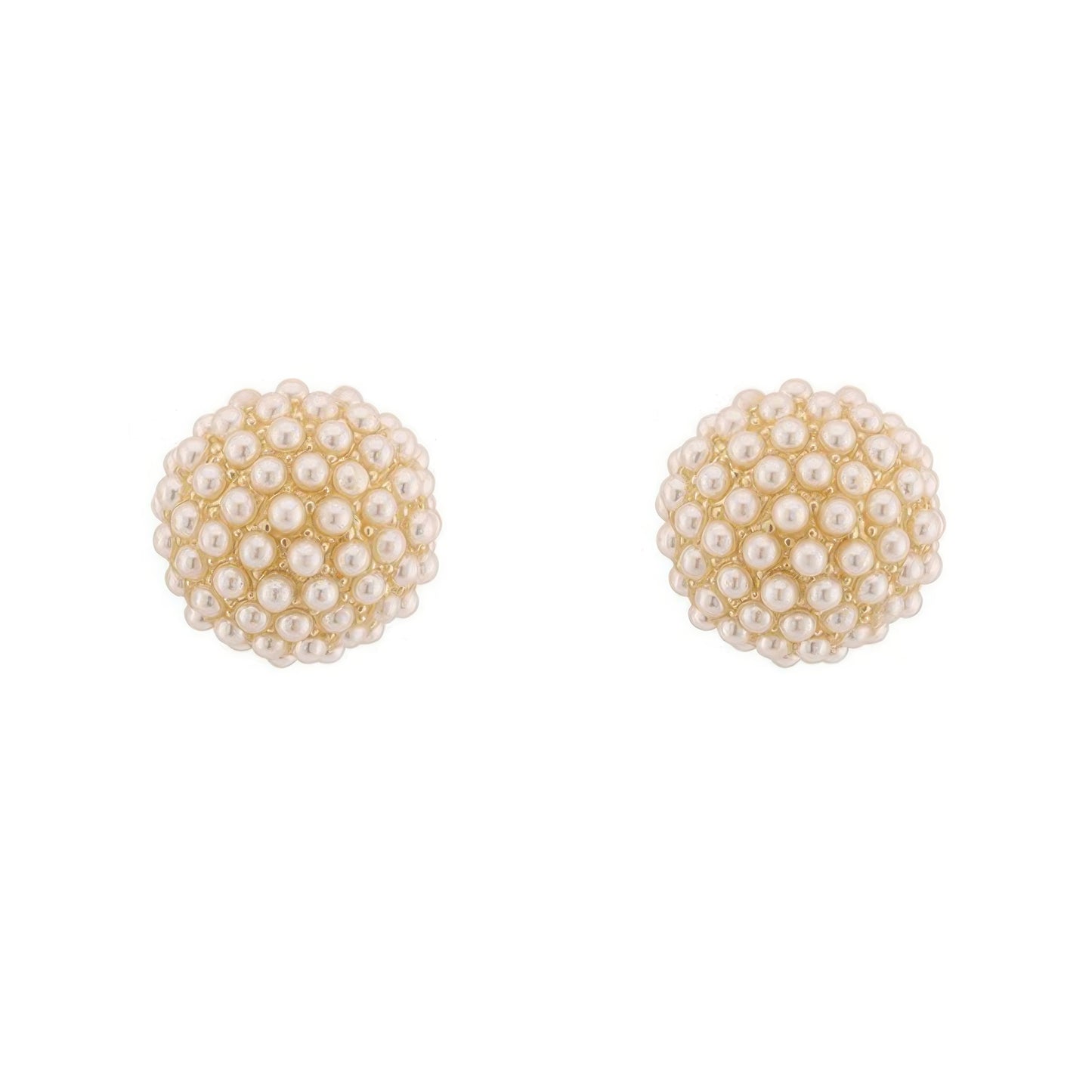 Gold Plated Pearl Pave Sphere Ball Earrings - It's a Girly Place