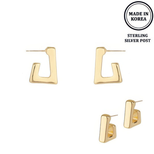 Flash-plated Open Square Hoop Earrings - It's a Girly Place