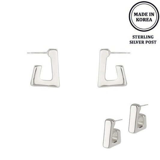 Flash-plated Open Square Hoop Earrings - It's a Girly Place