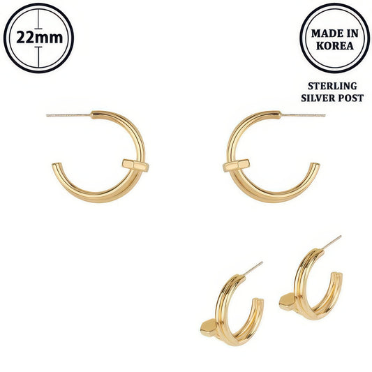 Flash-plated Lugged Open Hoop Earrings - It's a Girly Place