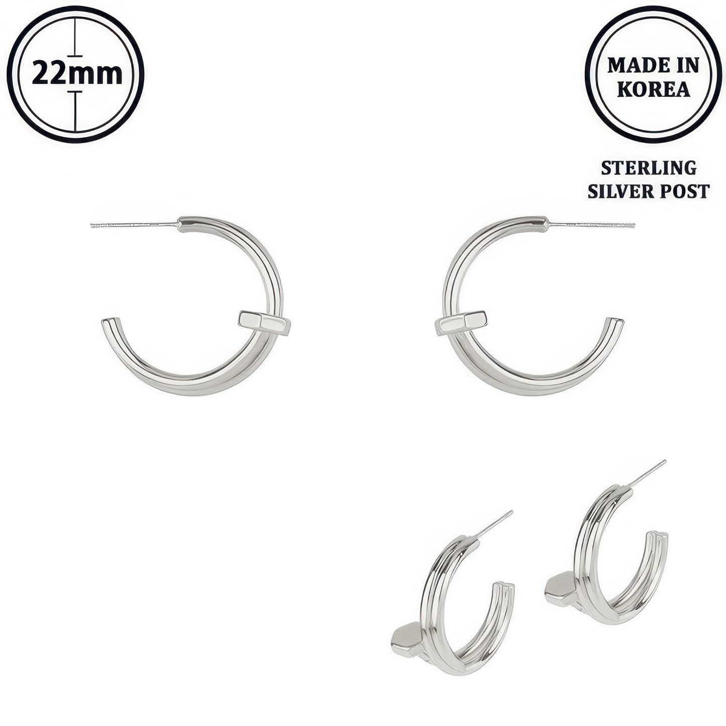 Flash-plated Lugged Open Hoop Earrings - It's a Girly Place