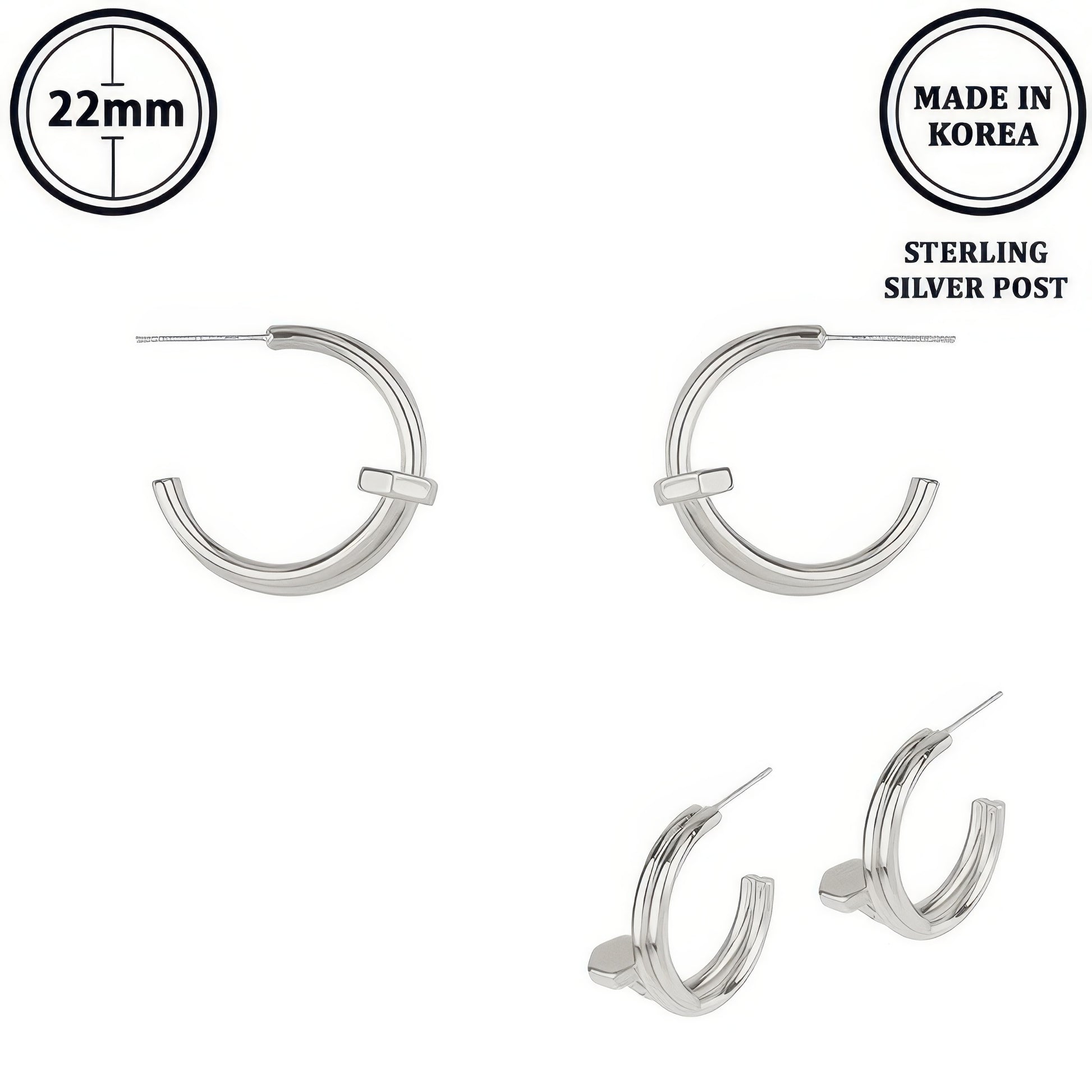Flash-plated Lugged Open Hoop Earrings - It's a Girly Place