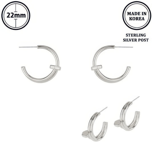 Flash-plated Lugged Open Hoop Earrings - It's a Girly Place