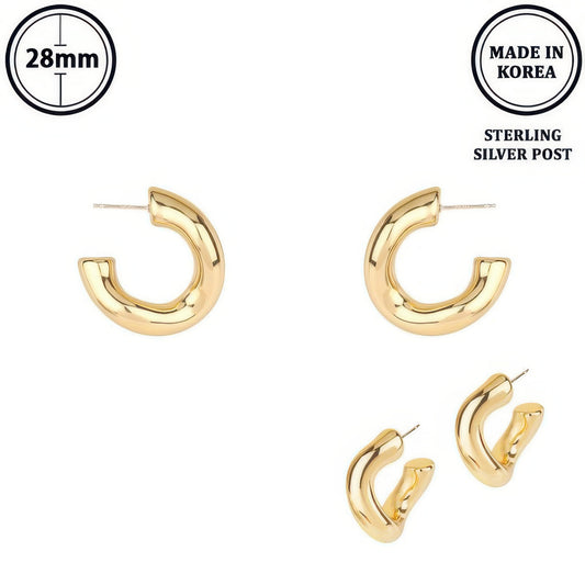 Flash-plated Tubed C-hoop Earrings - It's a Girly Place