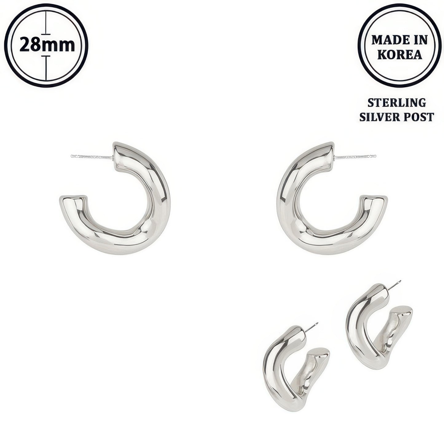 Flash-plated Tubed C-hoop Earrings - It's a Girly Place