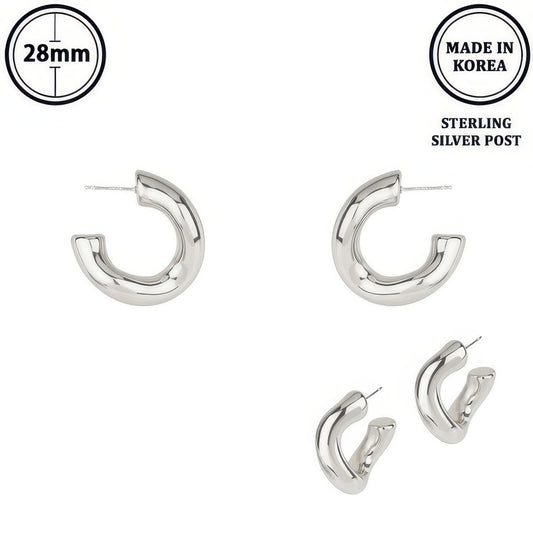 Flash-plated Tubed C-hoop Earrings - It's a Girly Place