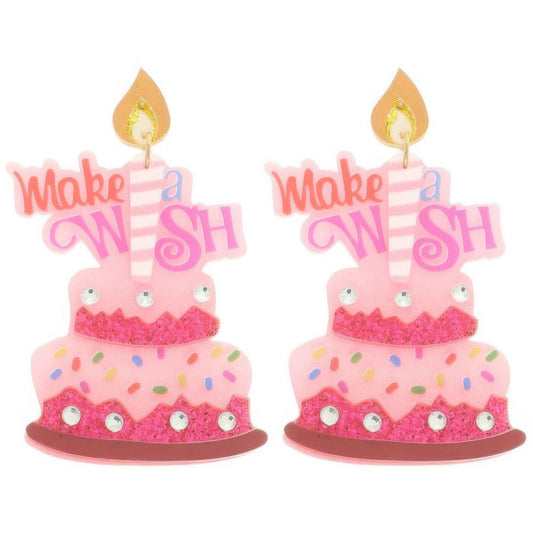 Make A Wish Post Dangle Cake Earrings
