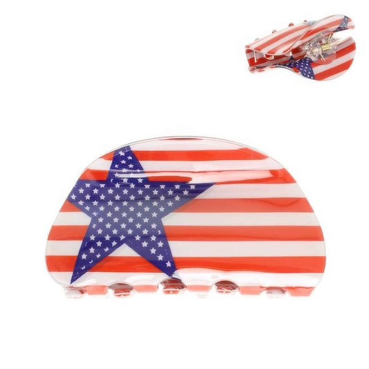 American Flag Theme Acrylic Hair Claw Clip