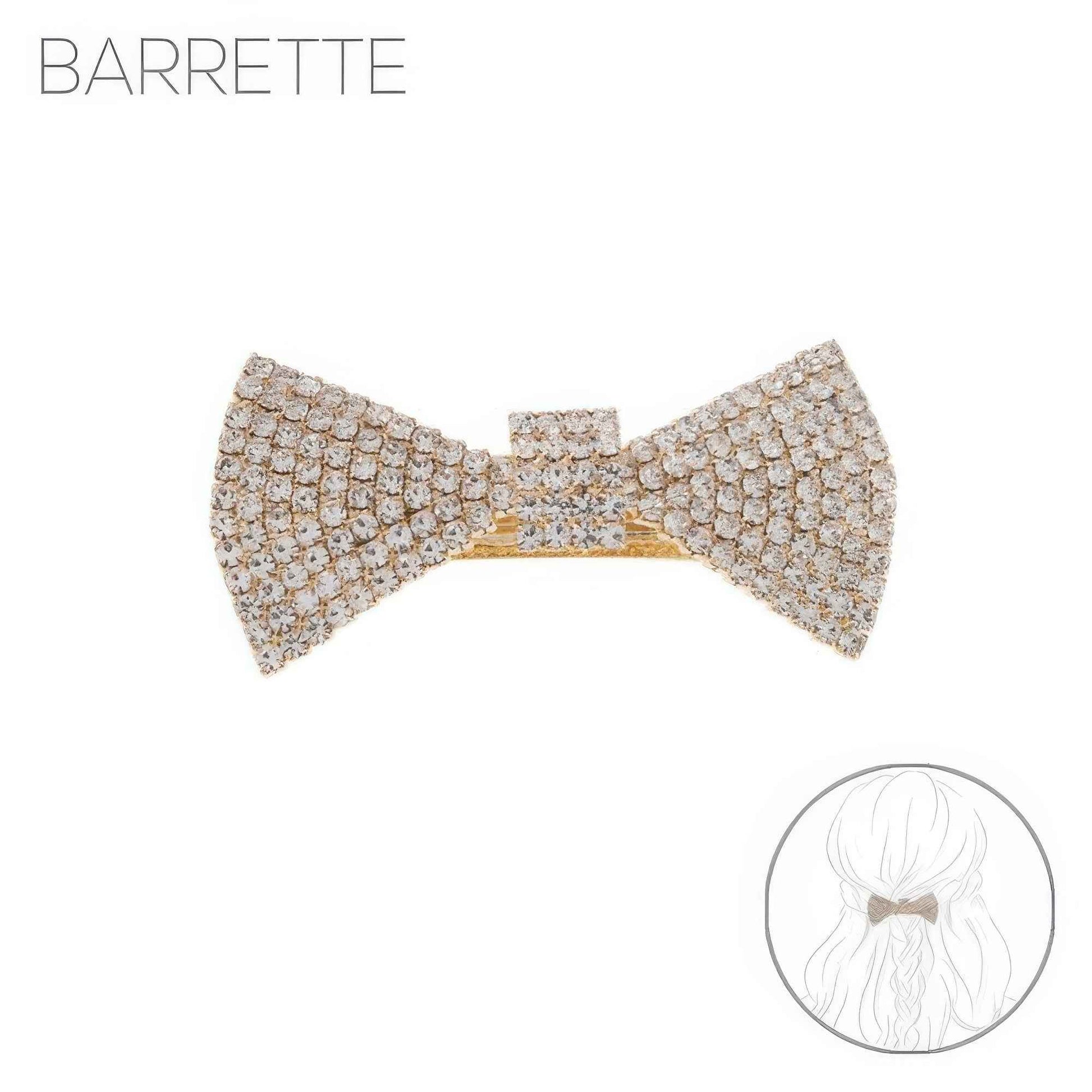 Jeweled Bow Tie Barrette Hair Clip