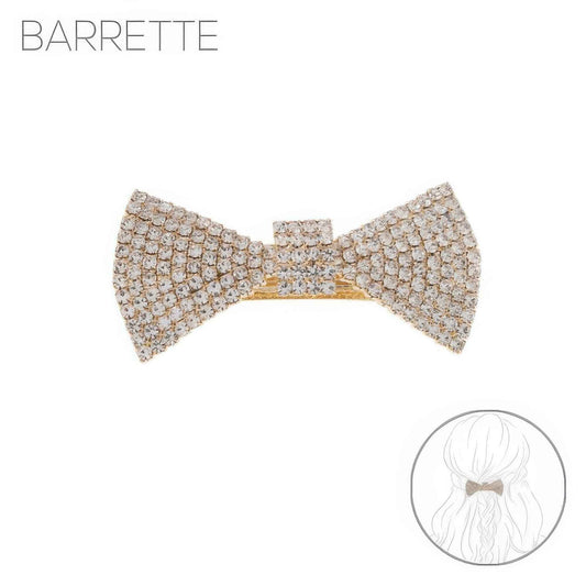 Jeweled Bow Tie Barrette Hair Clip