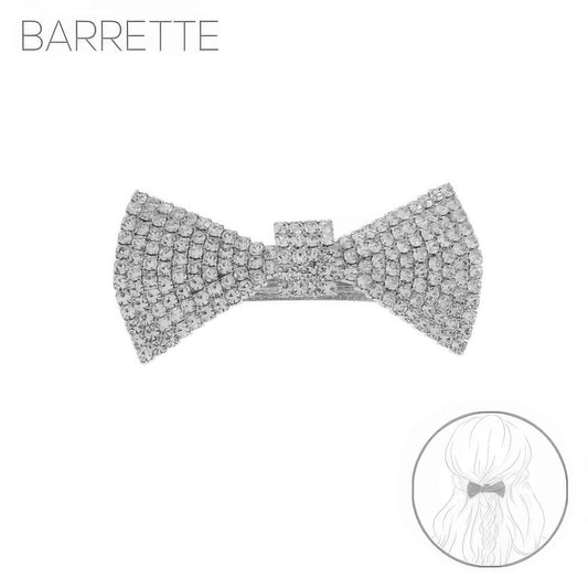 Jeweled Bow Tie Barrette Hair Clip