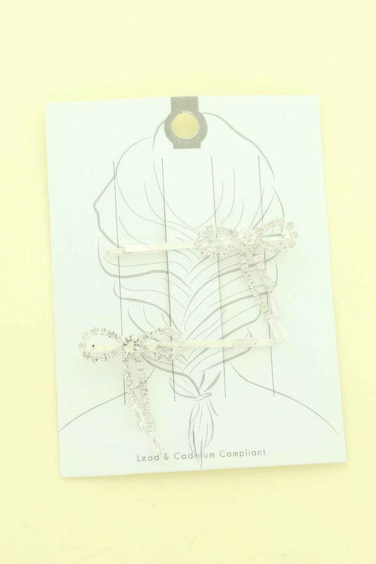 2-pack Crystal Embellished Bow Hair Pin Set