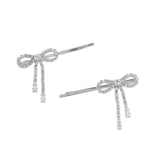 2-pack Crystal Embellished Bow Hair Pin Set