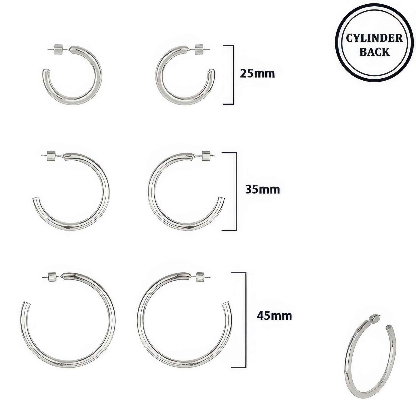 3 Pair Hoop Earring Set