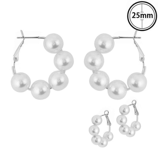 Classic Bridal Pearl Hoop Earrings