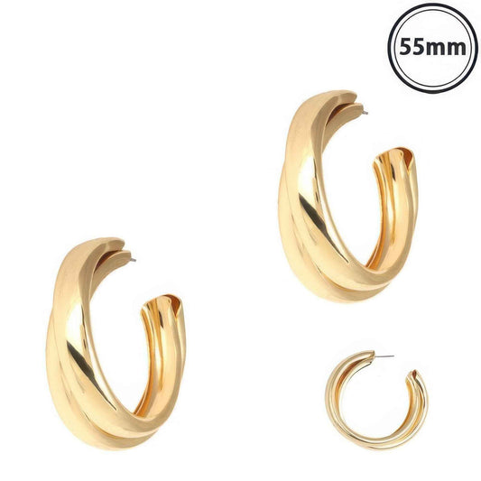 Polished Crossover C-hoop Earrings