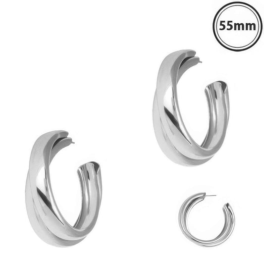 Polished Crossover C-hoop Earrings