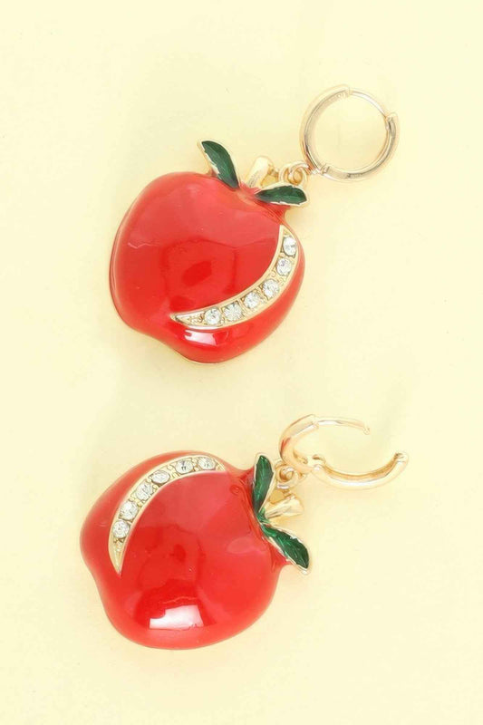 Red Apple Hoop Earrings