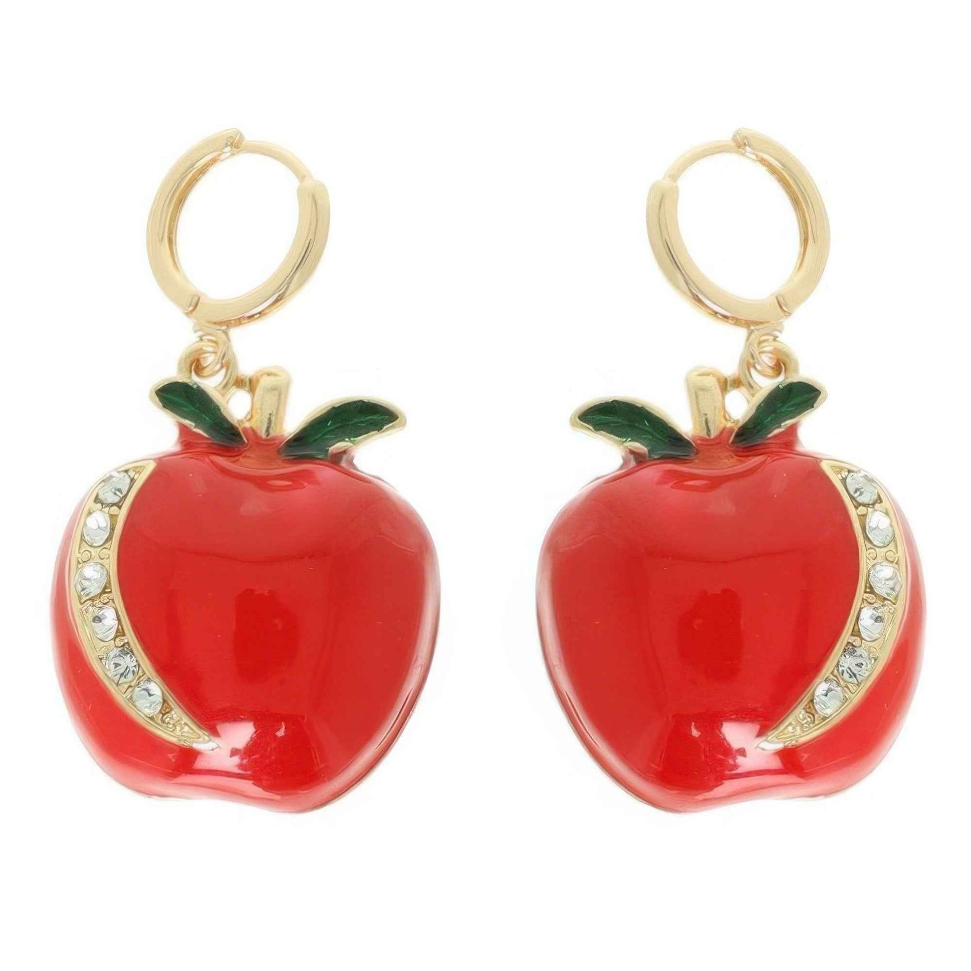 Red Apple Hoop Earrings