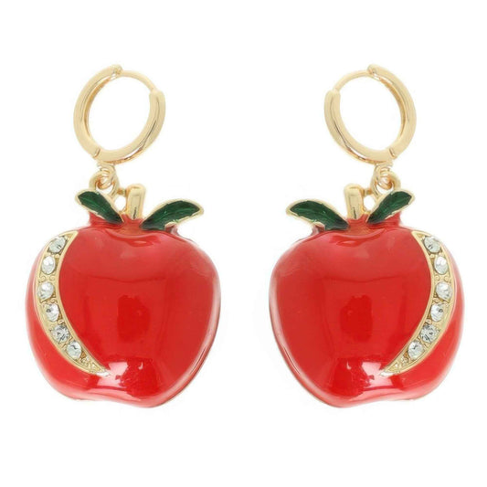 Red Apple Hoop Earrings