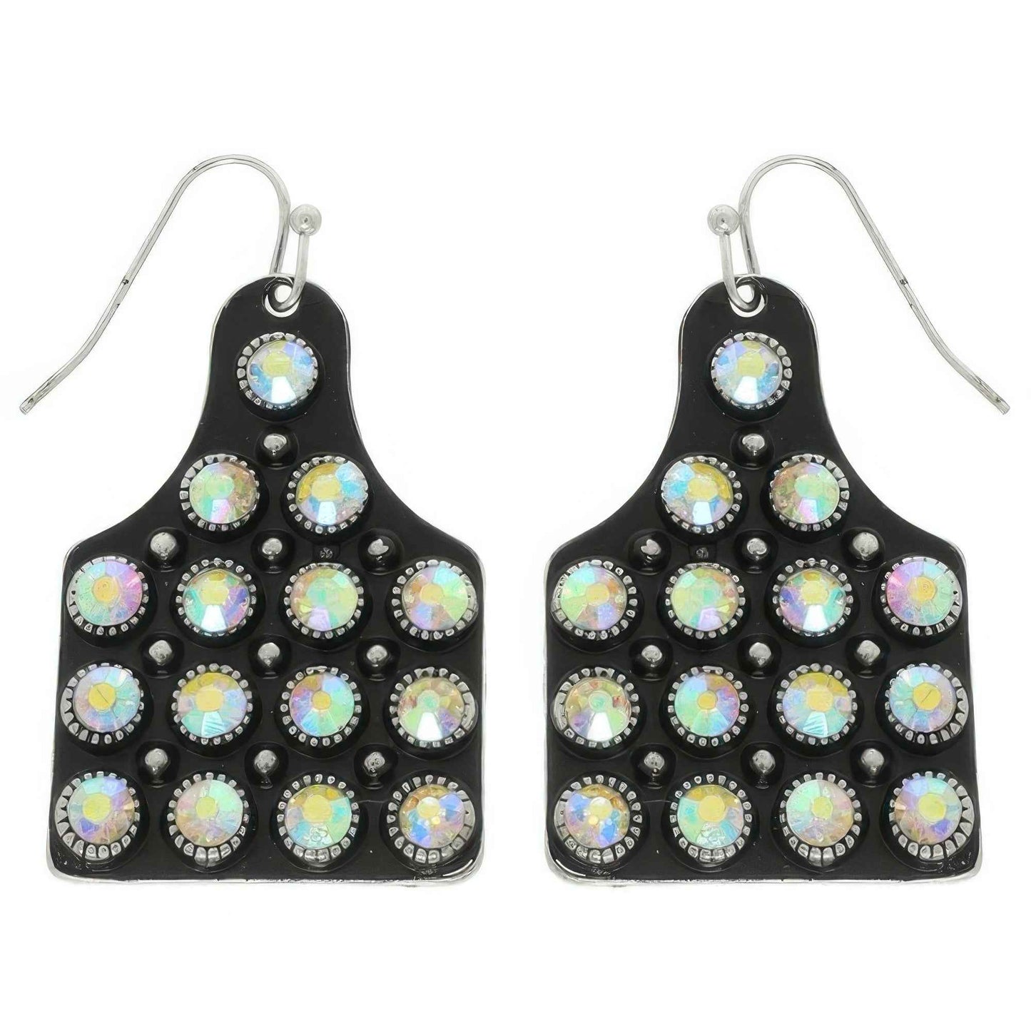 Western Jeweled Cattle Tag Earrings