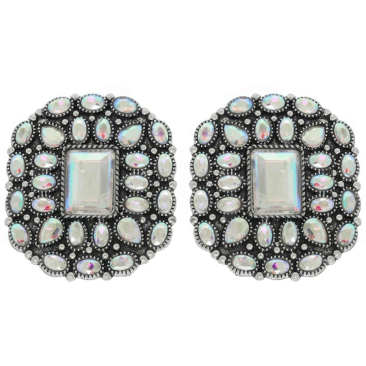 Western Jeweled Concho Post Earrings