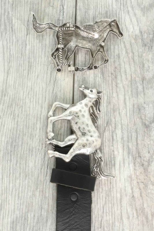 Western Running Horse Concho Belt Buckle