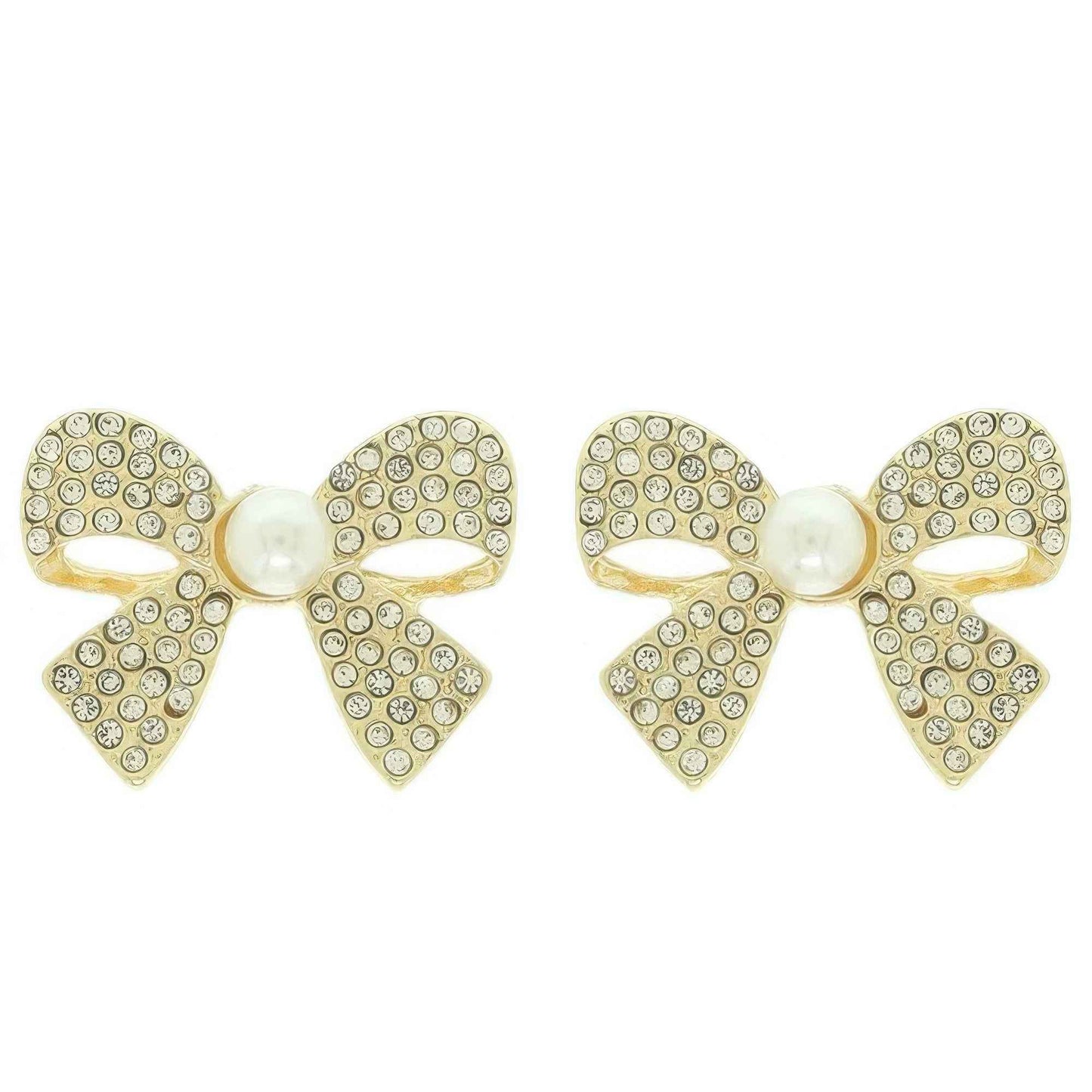 Jeweled Short Tail Bow Ribbon Earrings