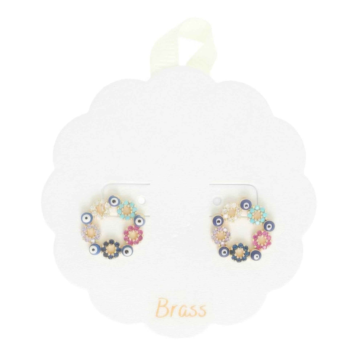 Floral Evil Eye Crystal Stud Earrings
