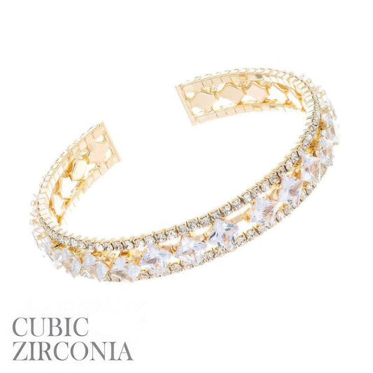 Princess Cut Cubic Zirconia Cuff Bracelet