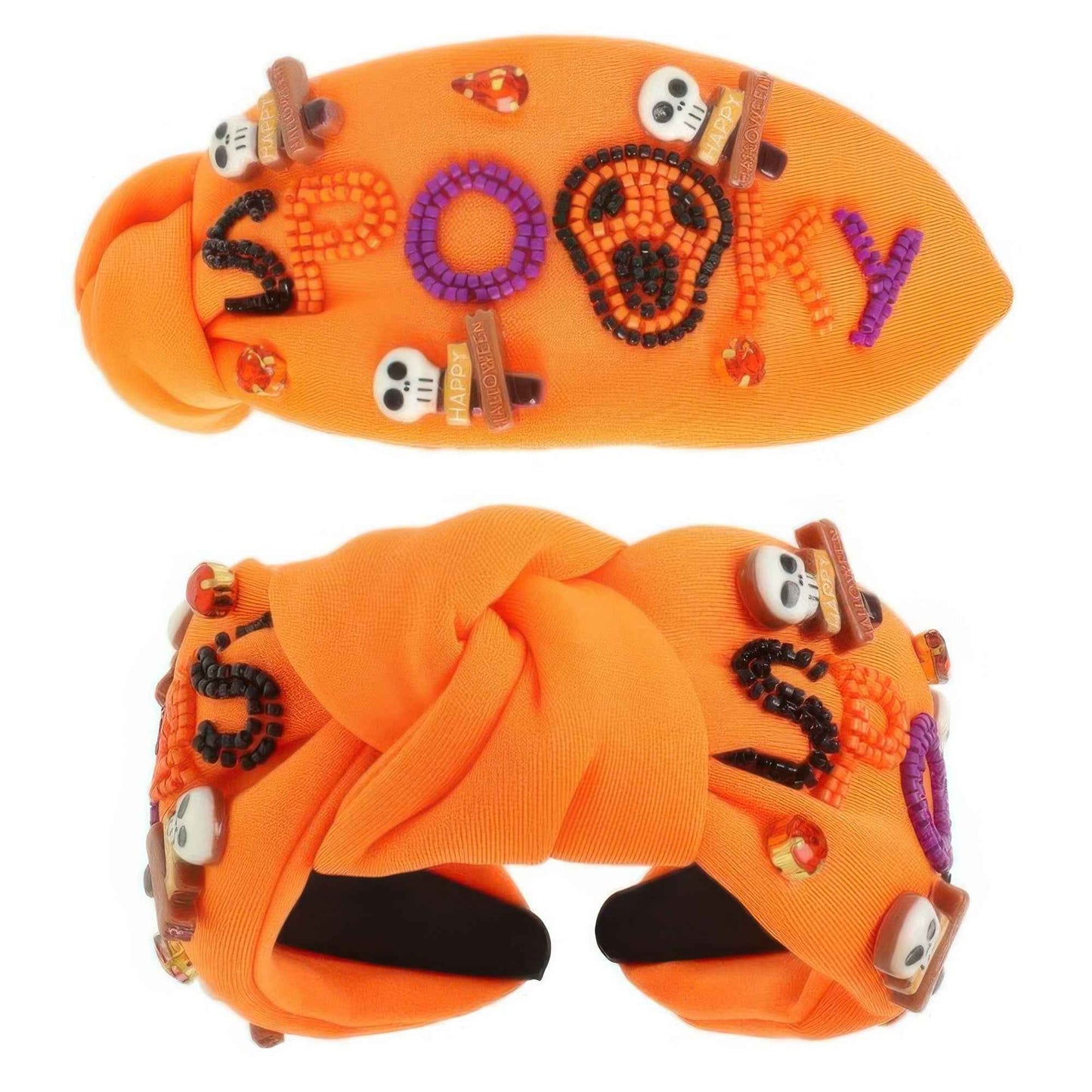 Halloween Spooky Beaded Top Knot Headband