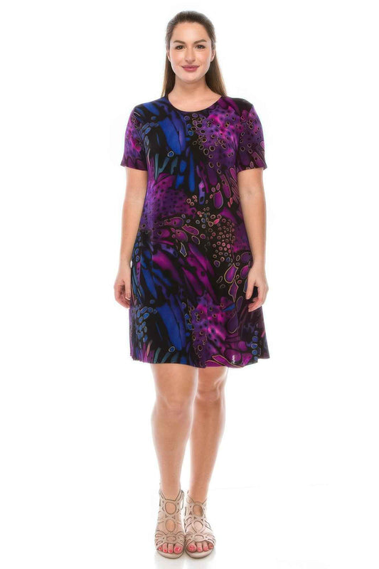 Plus Size Print Missy Dress Short Sleeve
