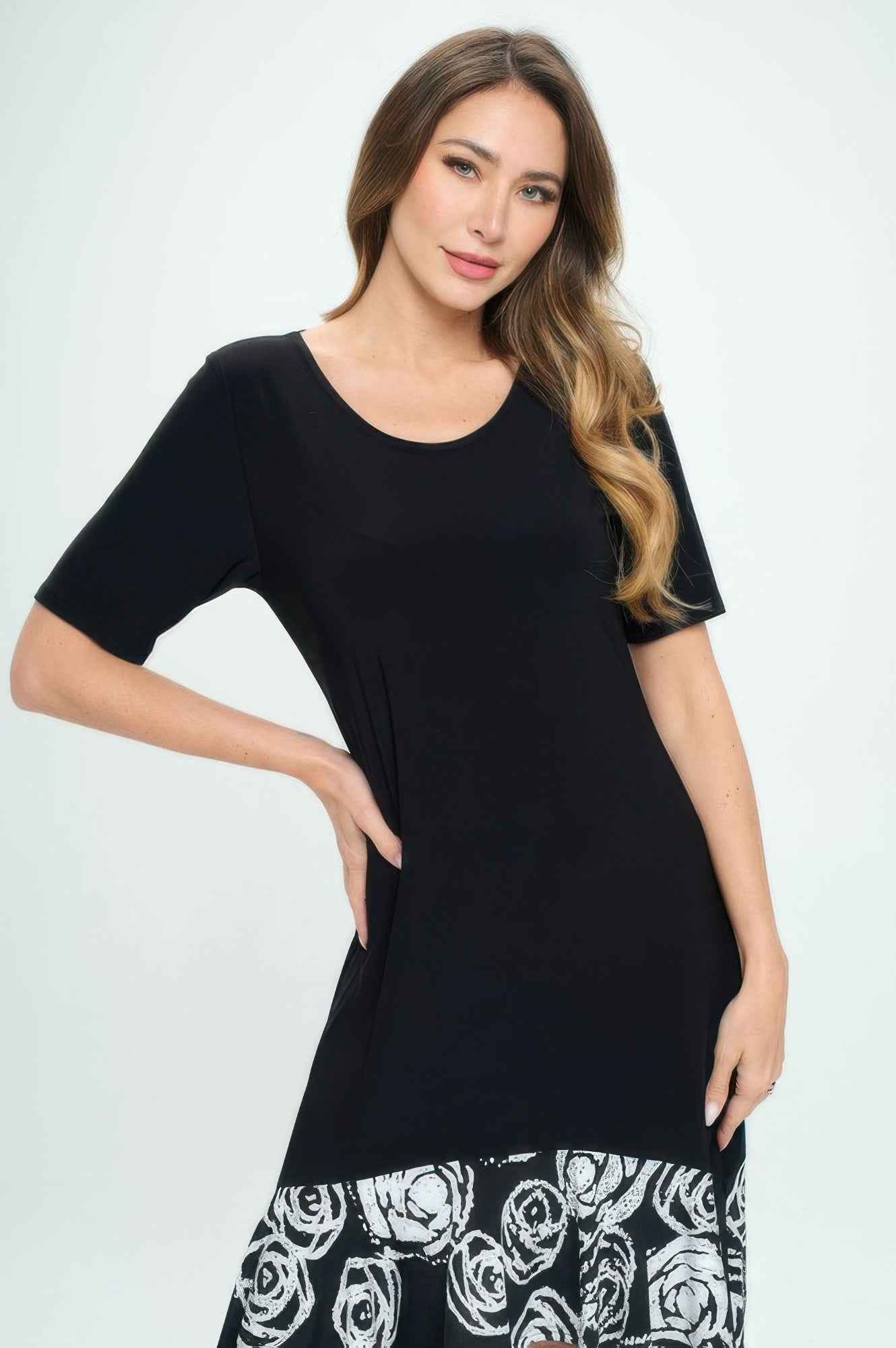 Hit Half Sleeve Contrast Dress