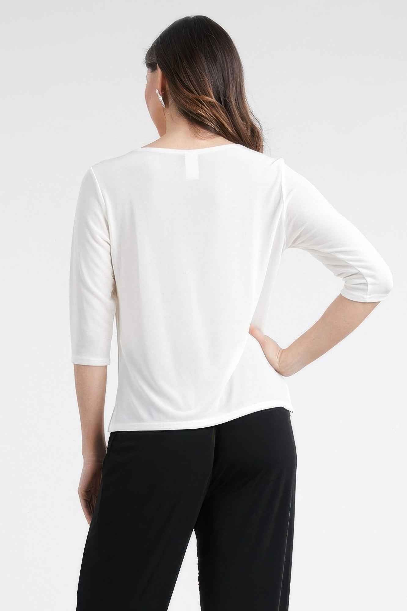 Quarter Sleeve Solid Acetate Top