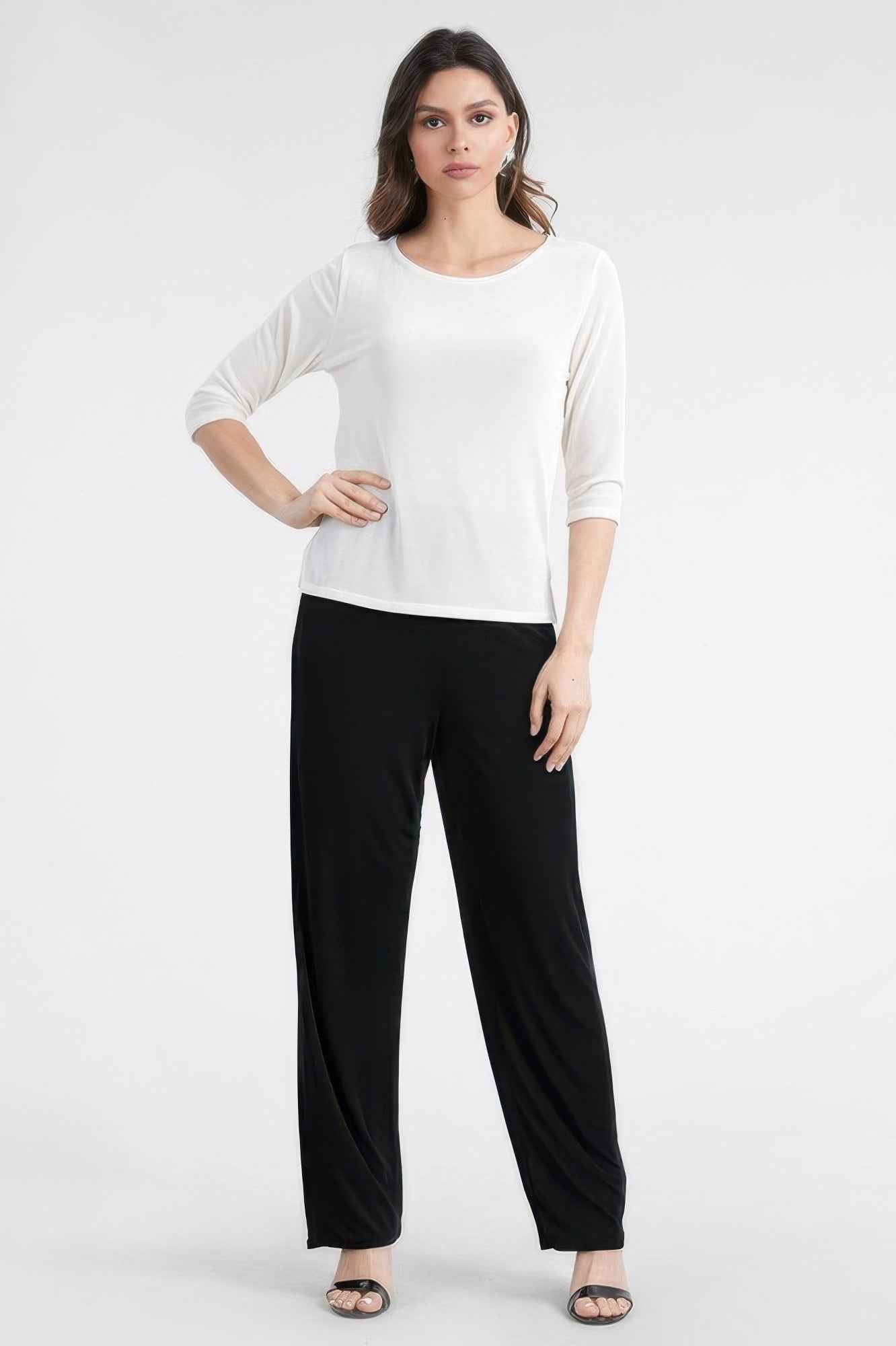 Quarter Sleeve Solid Acetate Top