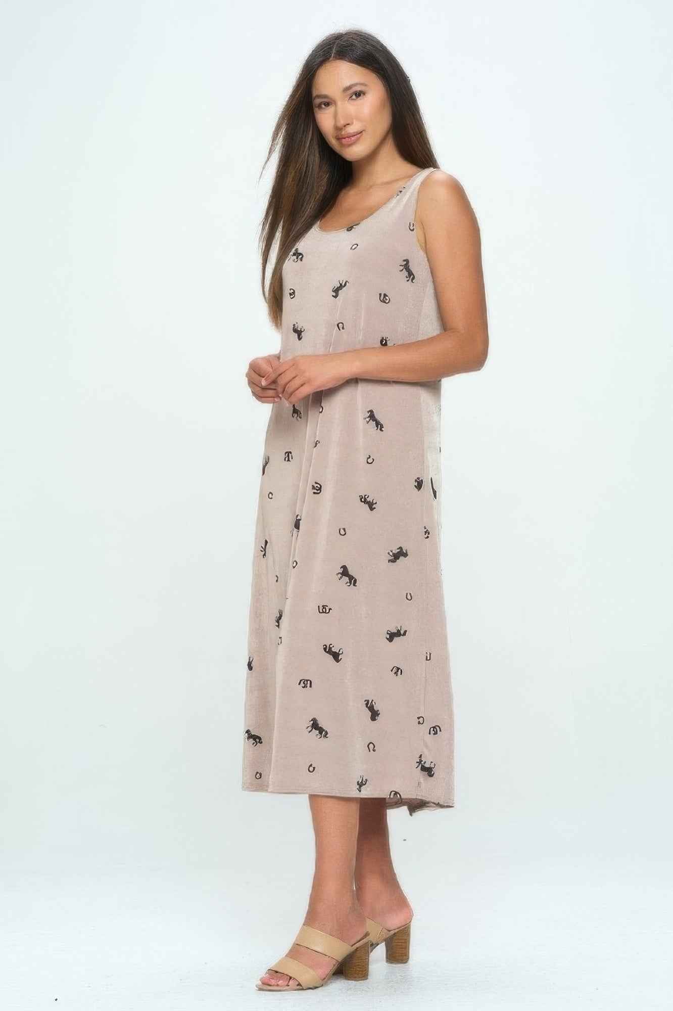 Abstract Print Tank Maxi Dress