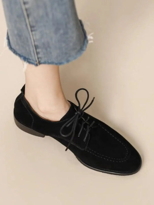 Women’s Retro Deep-Mouth Lace-Up Loafers