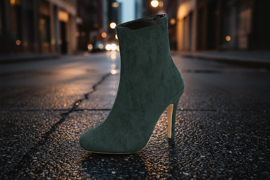 Women’s Suede High Heel Ankle Boots – Figure-Flattering Elegant Booties