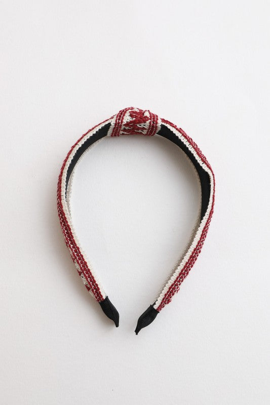 Leto Accessories Embroidered Stitch Boho Knotted Headband