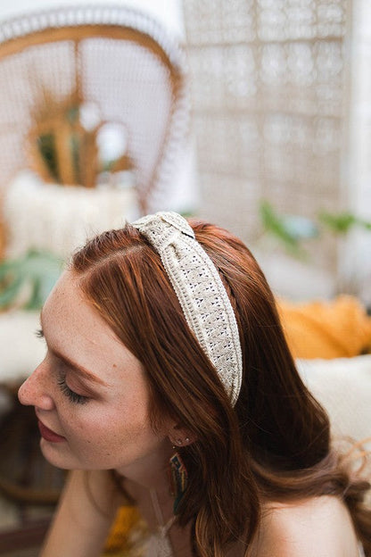 Leto Accessories Embroidered Stitch Boho Knotted Headband
