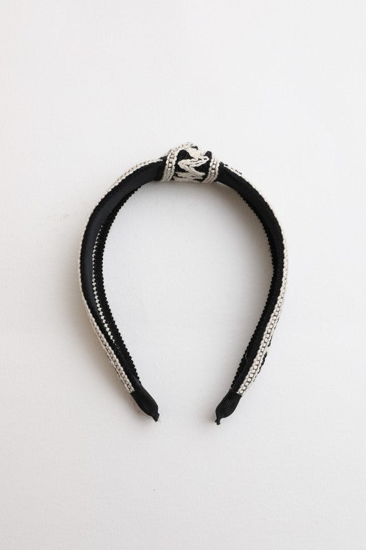 Leto Accessories Embroidered Stitch Boho Knotted Headband