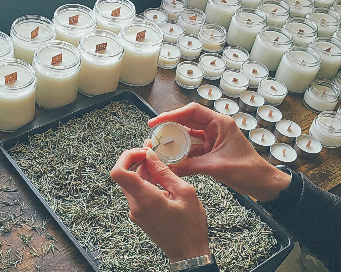 Rosemary | Essential Oil | Glass Cup Tealight Candles