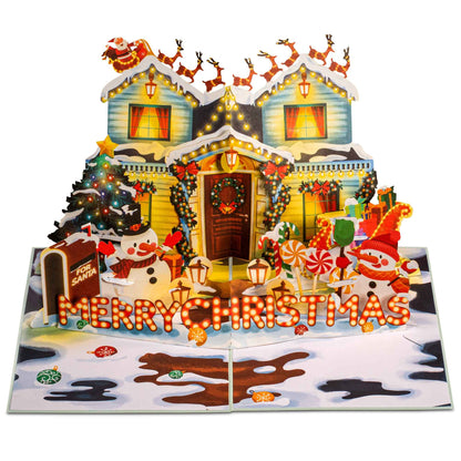 Decorated House Pop Up Christmas Card